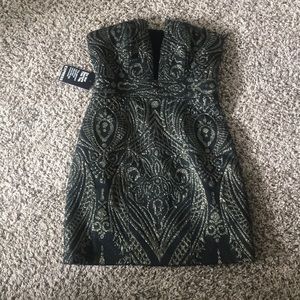 Black and gold strapless dress express